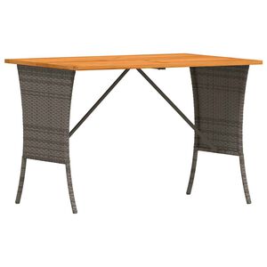 vidaXL Mesa de jard&iacute;n superficie de madera rat&aacute;n PE gris 105x75x72 cm