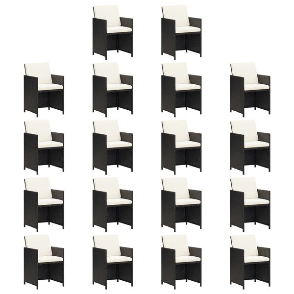 vidaXL Set de comedor jard&iacute;n 19 pzas con cojines rat&aacute;n sint&eacute;tico negro