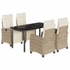 vidaXL Set comedor de jard&iacute;n 5 pzas con cojines rat&aacute;n sint&eacute;tico beige