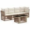 vidaXL Conjunto de sof&aacute;s de jard&iacute;n 5 uds. Beige rat&aacute;n sint&eacute;tico