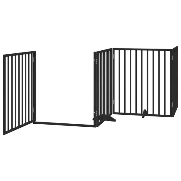 vidaXL Puerta para perros plegable 4 paneles madera &aacute;lamo negra 320 cm