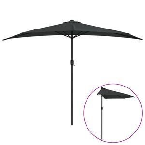 vidaXL Sombrilla balc&oacute;n semicircular palo aluminio negro 300x155x223cm