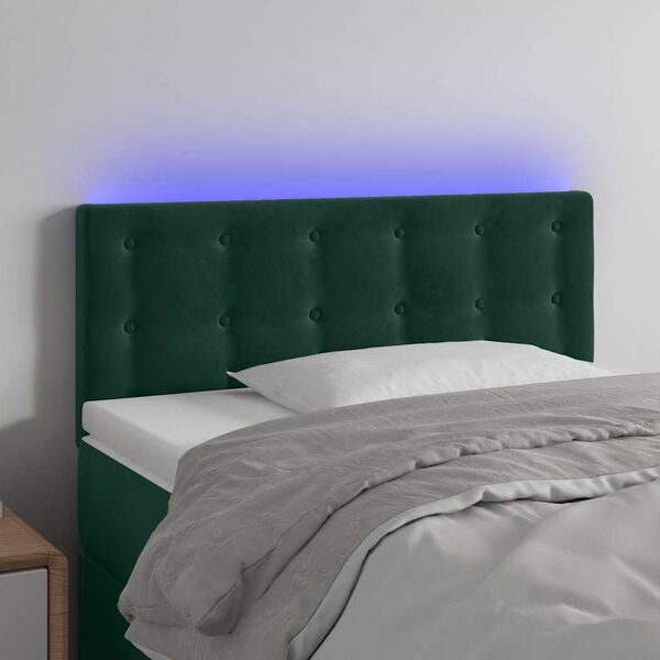 vidaXL Cabecero con LED de terciopelo verde oscuro 100x5x78/88 cm
