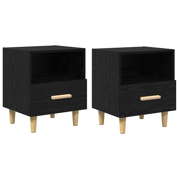 vidaXL Armario de Noche con caj&oacute;n 2 pcs Roble Negro 40 x 35 x 47 cm