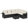 vidaXL Set de comedor de jard&iacute;n 7 pzas y cojines rat&aacute;n sint&eacute;tico negro