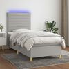 vidaXL Cama box spring colch&oacute;n y luces LED tela gris claro 90x200 cm