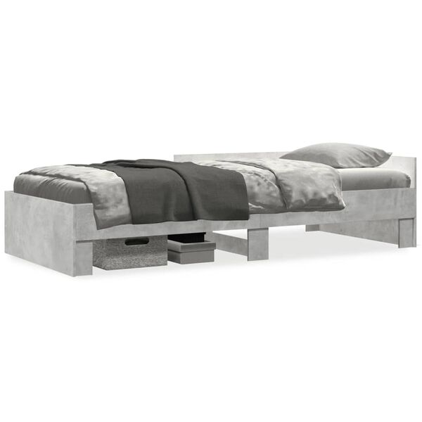 vidaXL Estructura de cama madera de ingenier&iacute;a gris hormig&oacute;n 90x190 cm