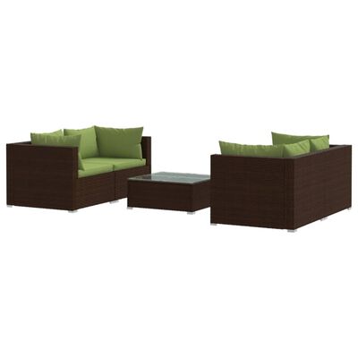vidaXL Set sofás de jardín 5 piezas y cojines ratán sintético marrón