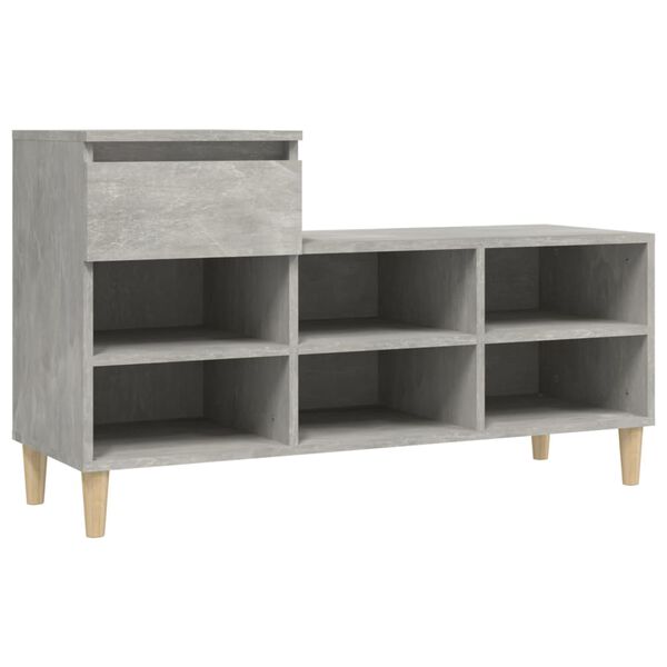 vidaXL Mueble zapatero madera contrachapada gris hormigón 102x36x60 cm
