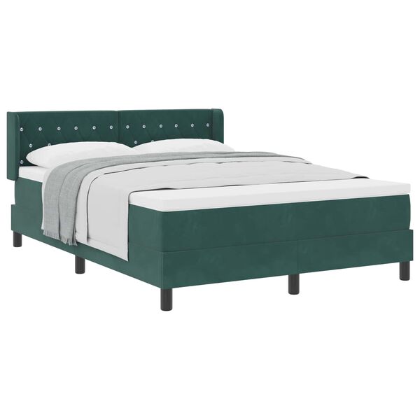 vidaXL Cama tipo Box Spring Verde oscuro 190 x 140 cm Terciopelo