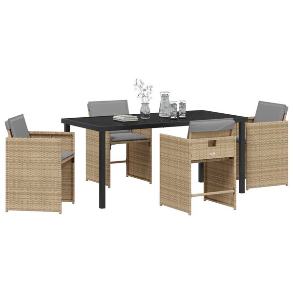 vidaXL Conjunto de Comedor de Jard&iacute;n 5 pcs Beige rat&aacute;n sint&eacute;tico