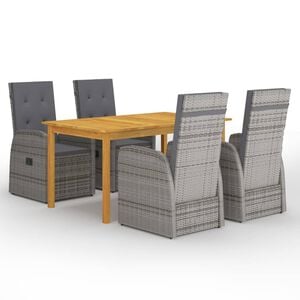 vidaXL Juego de comedor para jard&iacute;n 5 piezas gris