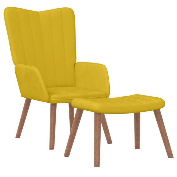 vidaXL Sillón de relax con taburete terciopelo amarillo mostaza