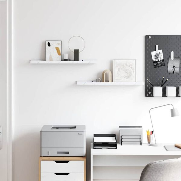 vidaXL Estante de pared con estante 2 pcs M&aacute;rmol 60 x 9 x 3 cm