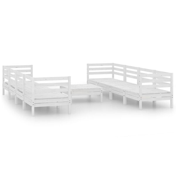 vidaXL Juego de muebles de jard&iacute;n 9 piezas madera maciza pino blanco