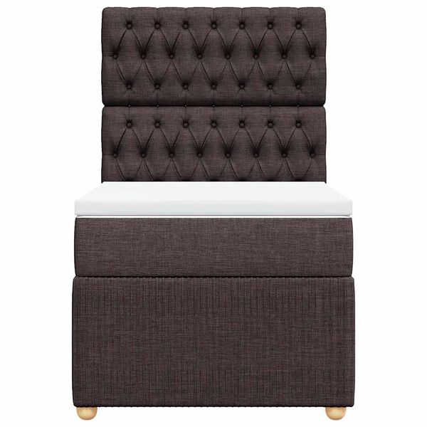 vidaXL Cama box spring con colch&oacute;n tela marr&oacute;n oscuro 90x200 cm