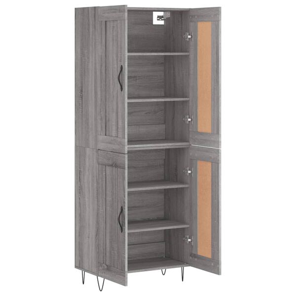 vidaXL Aparador alto madera contrachapada gris sonoma 69,5x34x180 cm