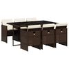 vidaXL Set comedor de jard&iacute;n 7 pzas con cojines rat&aacute;n sint&eacute;tico marr&oacute;n