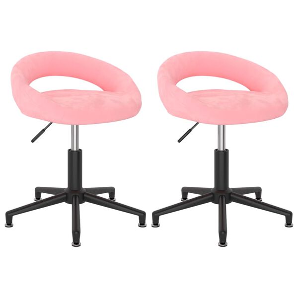 vidaXL Sillas de comedor giratorias 2 unidades de terciopelo rosa