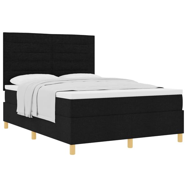 vidaXL Cama tipo Box Spring con colch&oacute;n Negro 160 x 200 cm tela