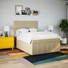 vidaXL Cama box spring con colch&oacute;n tela color crema 140x190 cm
