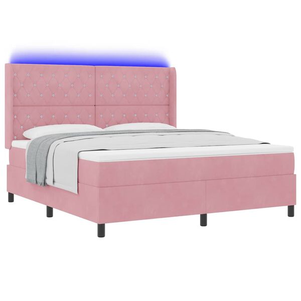 vidaXL Cama tipo Box Spring con colch&oacute;n Rosa 180 x 200 cm Terciopelo