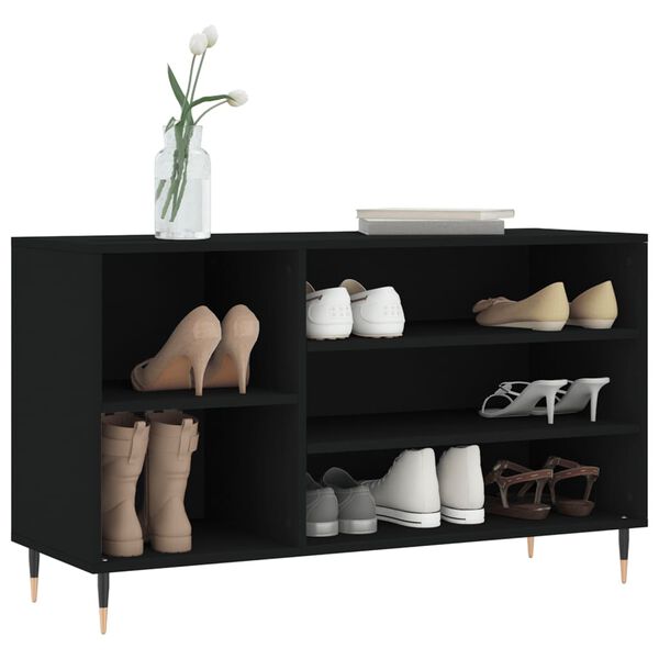 vidaXL Mueble zapatero madera contrachapada negro 102x36x60 cm