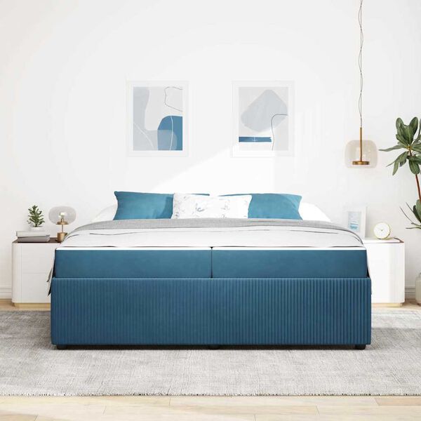 vidaXL Estructura de cama con colch&oacute;n Azul 200 x 200 cm tela