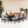 vidaXL Set de comedor de jard&iacute;n 9 pzas y cojines rat&aacute;n sint&eacute;tico negro