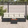 vidaXL Conjunto de sof&aacute;s de jard&iacute;n 5 pcs Negro rat&aacute;n sint&eacute;tico
