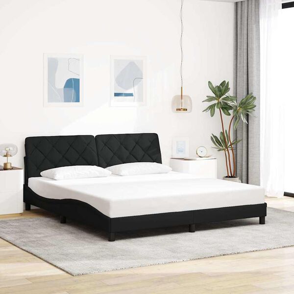 vidaXL Estructura de cama sin colch&oacute;n tela negro 180x200 cm