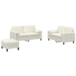 vidaXL Juego de sofás con cojines 3 piezas terciopelo crema