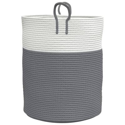 vidaXL Cesta de almacenaje algodón gris y blanco Ø38x46 cm