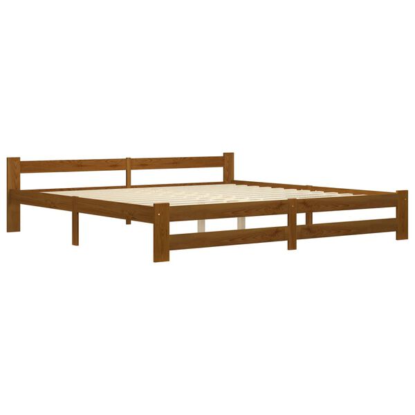 vidaXL Estructura cama sin colch&oacute;n madera pino marr&oacute;n miel 200x200 cm