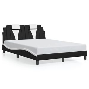 vidaXL Estructura de cama Viana sin colch&oacute;n cuero sint&eacute;tico negro blanco 120x200cm