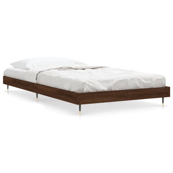 vidaXL Estructura de cama sin colch&oacute;n madera marr&oacute;n roble 90x190 cm