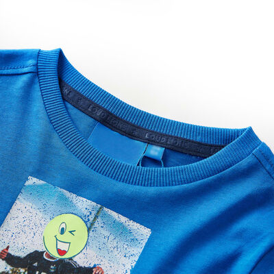 Camiseta para niños de manga larga azul cobalto 128