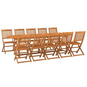 vidaXL Set comedor de jard&iacute;n 11piezas madera maciza acacia 280x90x75cm