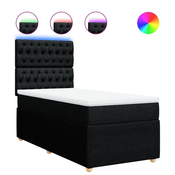 vidaXL Cama box spring con colch&oacute;n tela negro 80x200 cm