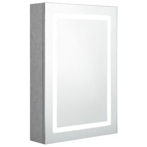vidaXL Armario de ba&ntilde;o con espejo y LED gris hormig&oacute;n 50x13x70 cm