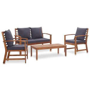 vidaXL Muebles de jard&iacute;n 4 piezas con cojines madera acacia maciza