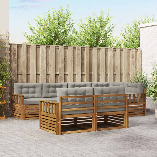 vidaXL Conjunto de sof&aacute;s de exterior 7 pcs Gris Natural y Claro