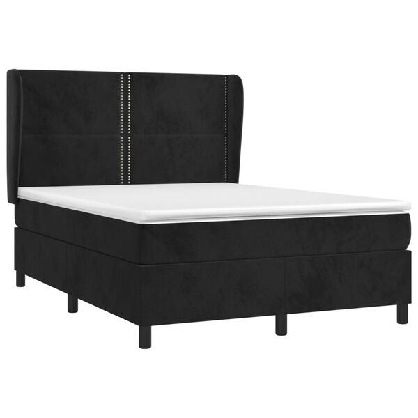 vidaXL Cama box spring con colch&oacute;n terciopelo negro 140x200 cm