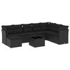 vidaXL Set de sof&aacute;s de jard&iacute;n 8 piezas y cojines rat&aacute;n sint&eacute;tico negro