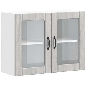 vidaXL Armario de cocina con puerta de cristal Lucca Sonoma gris