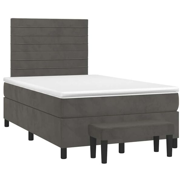 vidaXL Cama box spring con colch&oacute;n terciopelo gris oscuro 120x190 cm