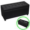 vidaXL Otomana de almacenamiento de cuero artificial negro