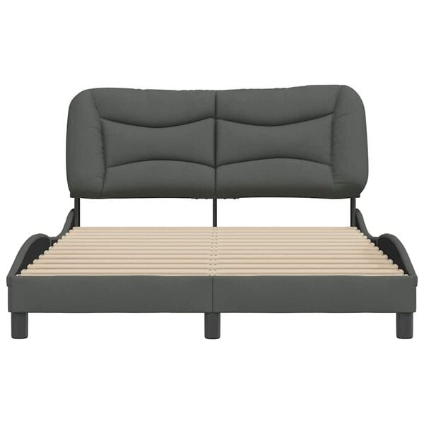 vidaXL Estructura de cama sin colch&oacute;n Hvar tela gris oscuro 120x200 cm