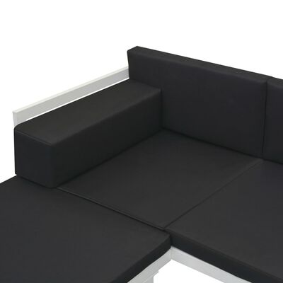 vidaXL Set de muebles de jardín 4 piezas y cojines aluminio negro