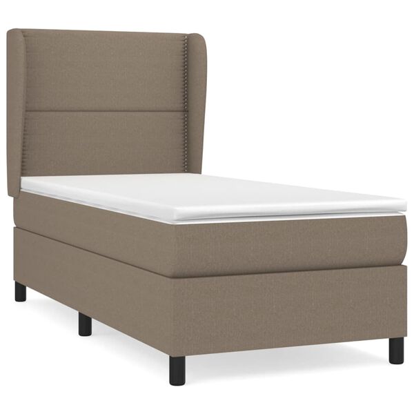 vidaXL Cama box spring con colch&oacute;n tela gris taupe 90x200 cm